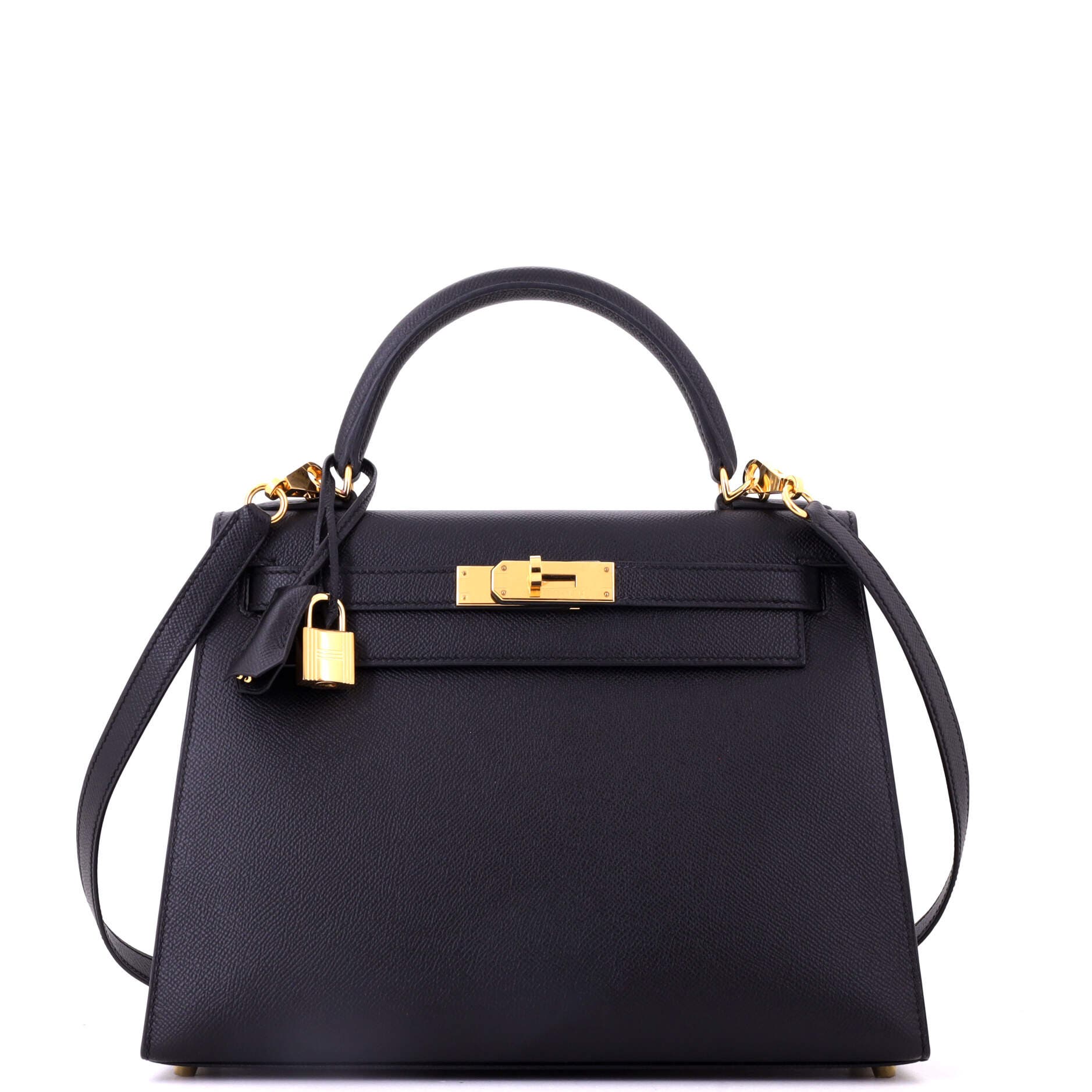 Kelly Handbag Black Epsom with Gold Hardware 28, Main, color, Black