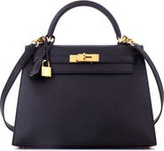 Pre-Owned Hermes Kelly Handbag Black Epsom with Gold Hardware 28