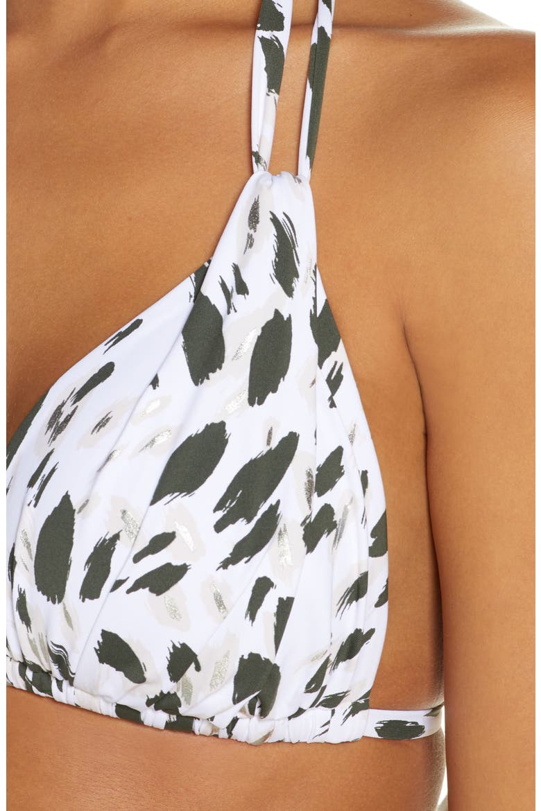 Petals Halter Bikini Top, Alternate, color, OLIVE