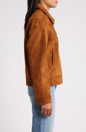 Schott NYC Roughout Cowhide Suede Trucker Jacket | Nordstrom Schott NYC Roughout Cowhide Suede Trucker Jacket | Nordstrom