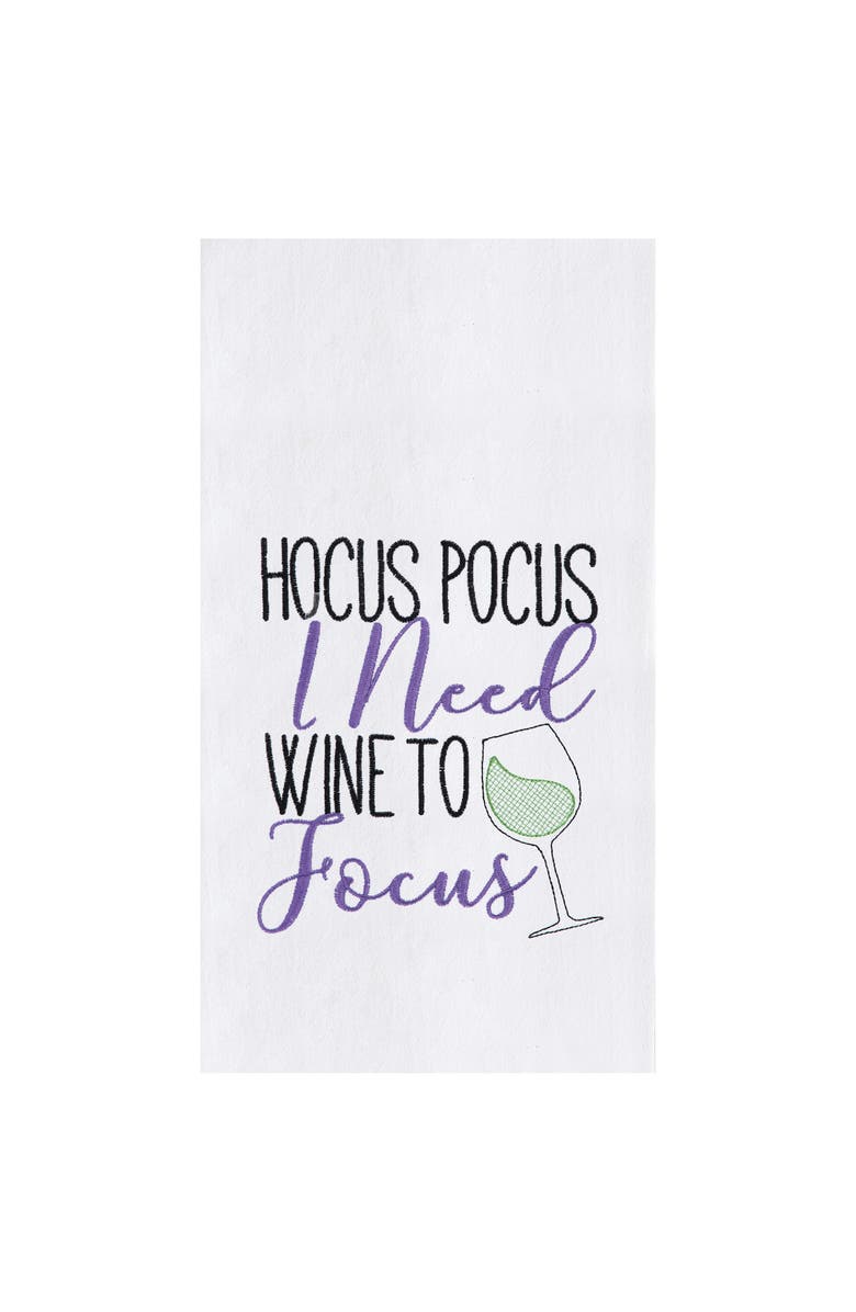C&F Home Hocus Pocus I Need Wine to Focus Halloween Embroidered Flour Sack Cotton Kitchen Towel, Main, color, White