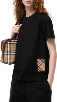 Burberry Check Cashmere Patch Cotton T-shirt