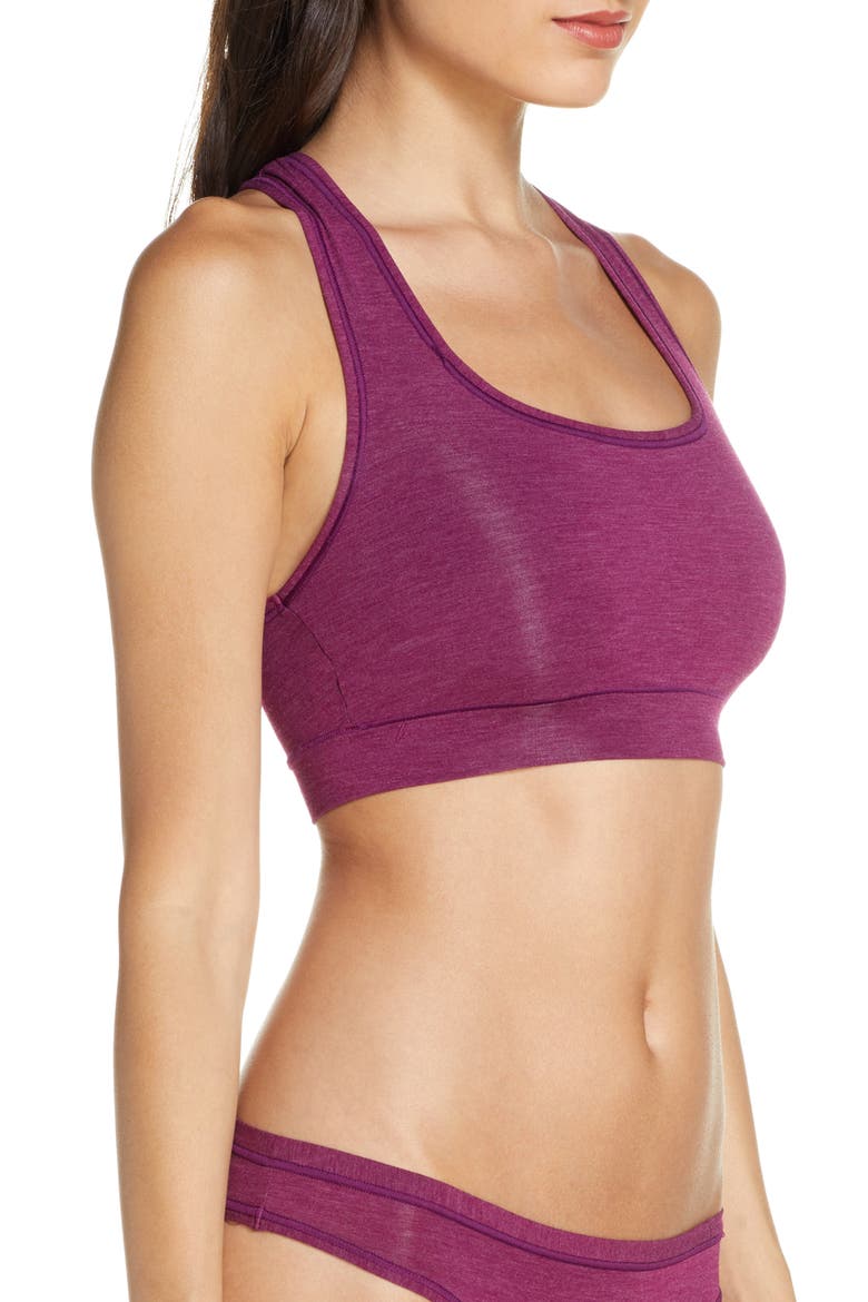 b. tempt'd by Wacoal Future Foundation Racerback Bralette, Alternate, color, PLUM CASPIA