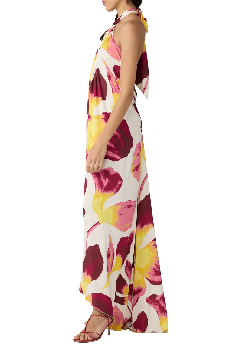 Tamsin Halter Maxi Dress, Alternate, color, ISLAND ORCHID BIG WHITE