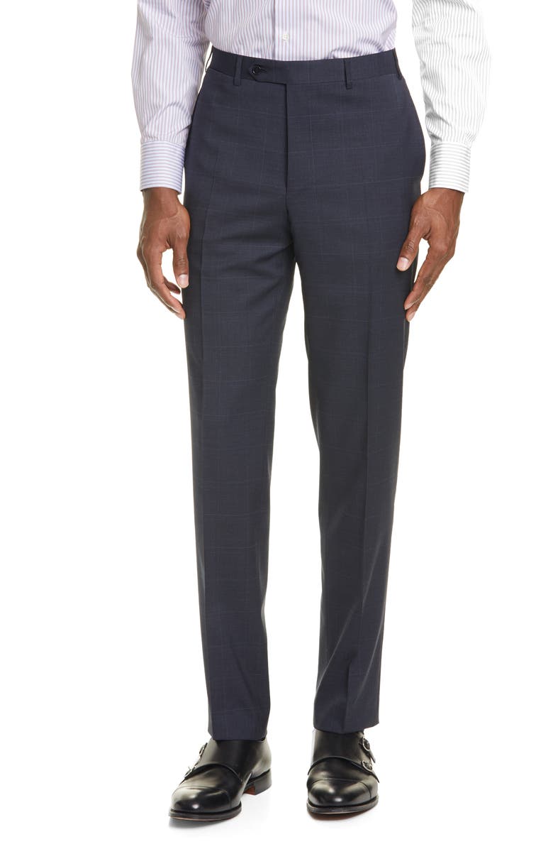 Canali Siena Soft Classic Fit Windowpane Stretch Wool Suit, Alternate, color, 