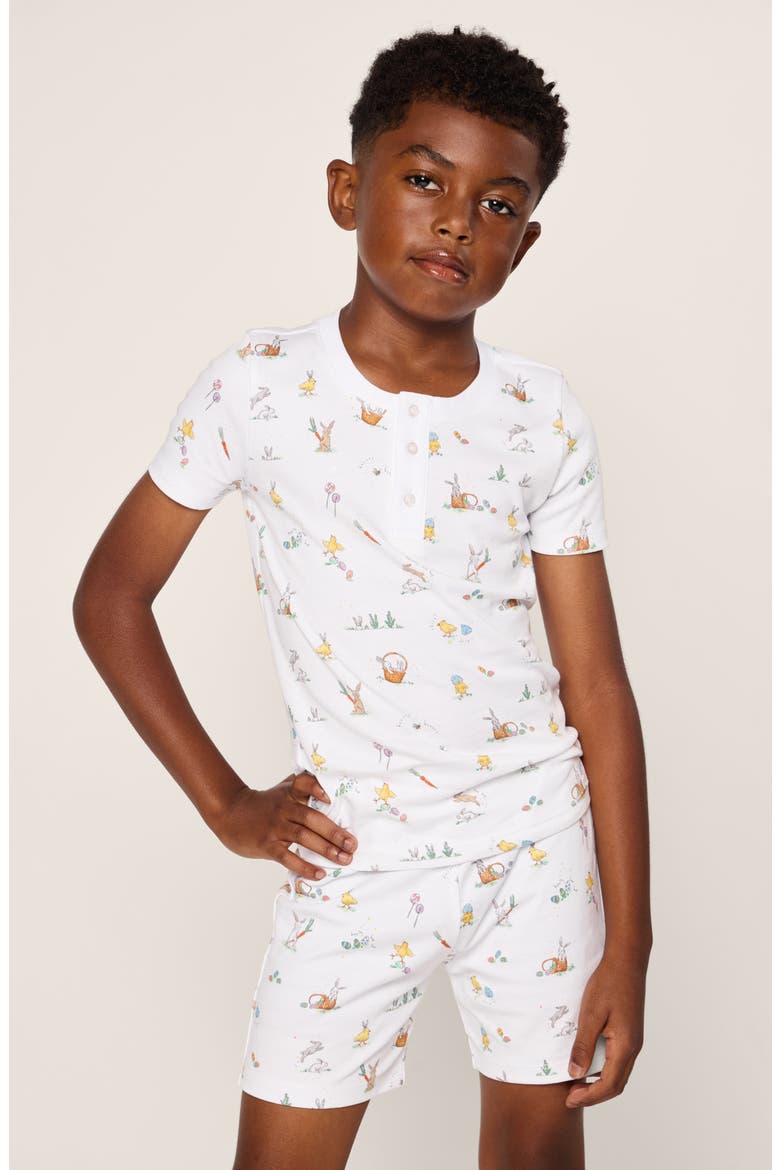 Kids' Easter Print Fitted Short Pajamas, Alternate, color, WHITE