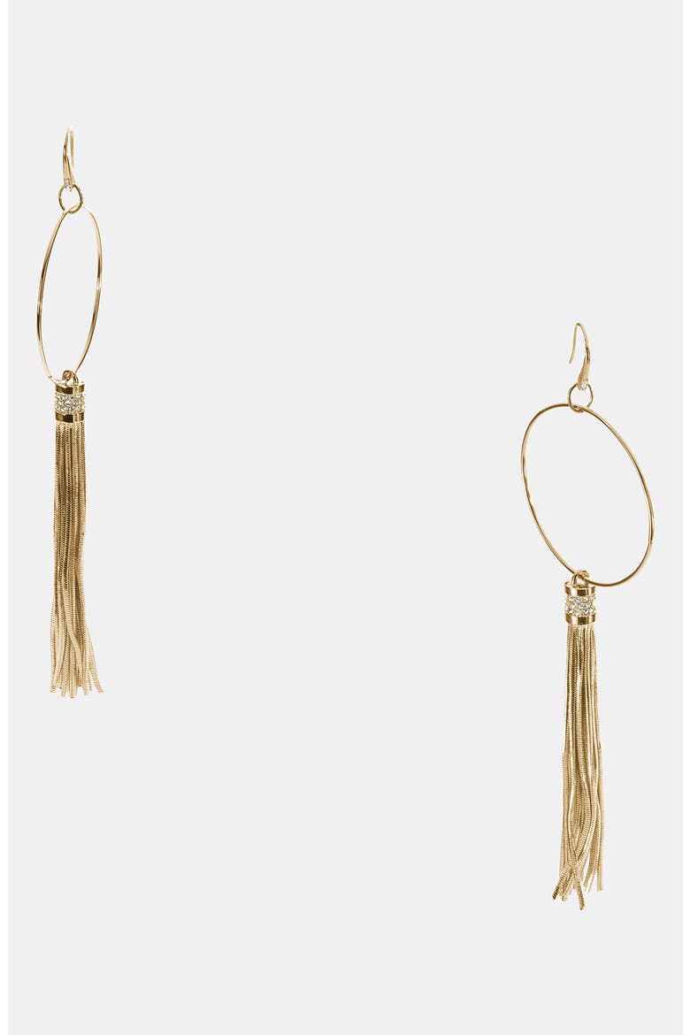 Michael Kors 'Equestrian Luxury' Linear Earrings, Main, color, GOLD/ CLEAR CRYSTAL