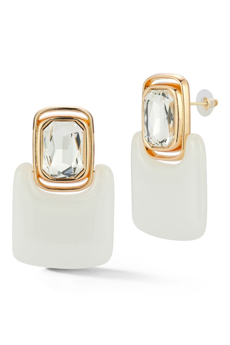 Crystal Rectangle Drop Earrings, Main, color, GOLD
