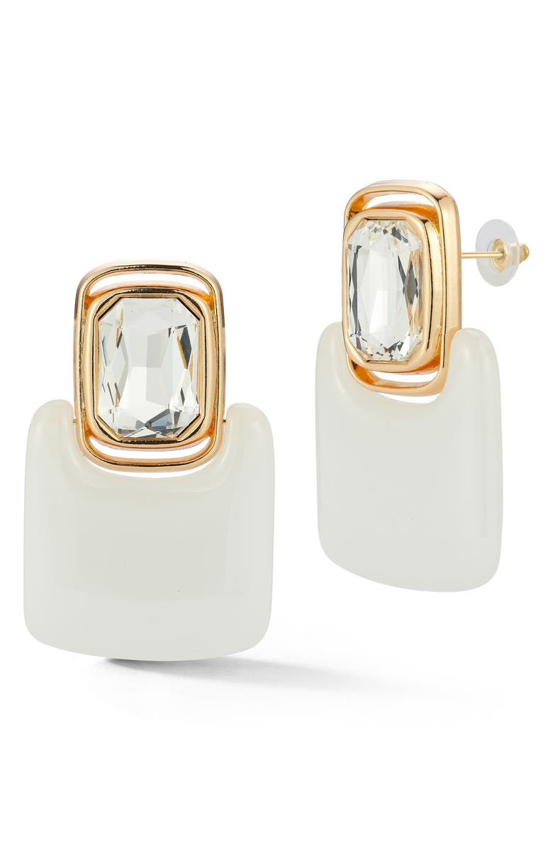SPHERA MILANO Crystal Rectangle Drop Earrings, Main, color, Gold