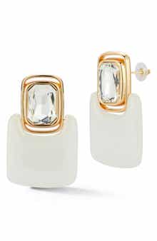 SPHERA MILANO Crystal Rectangle Drop Earrings