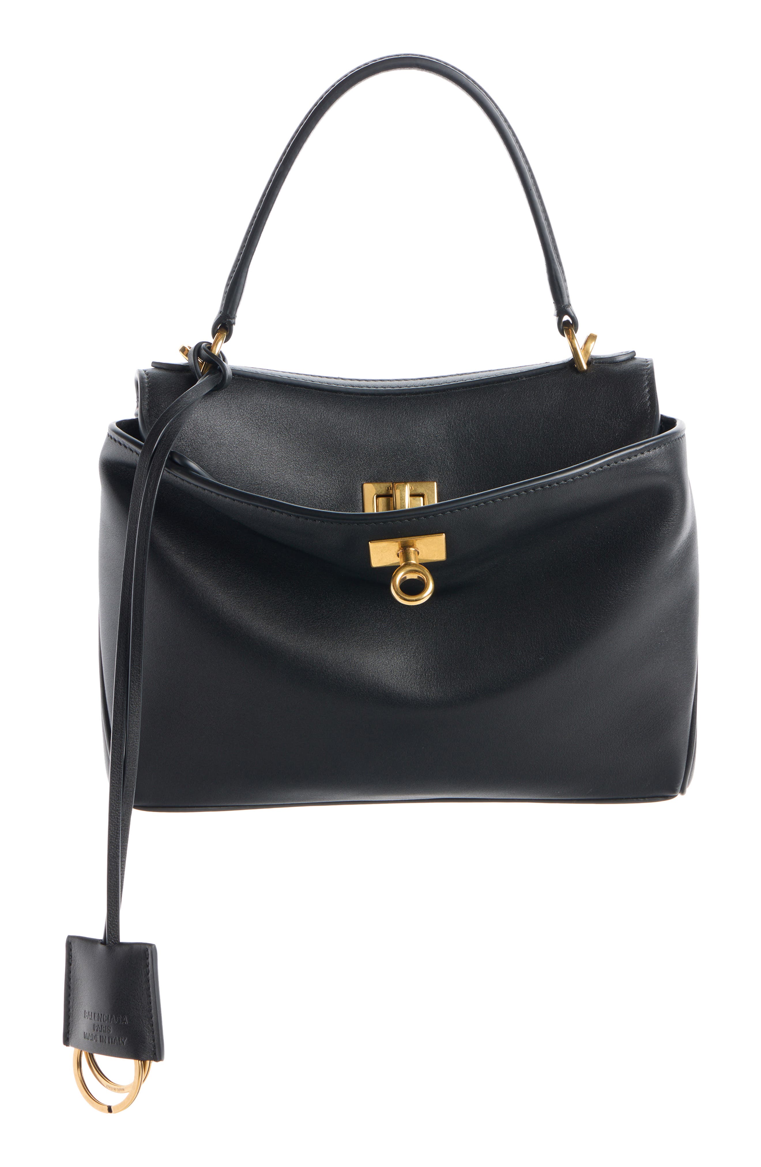 Balenciaga Small Rodeo Leather Hobo Bag, Main, color, 1000 Black