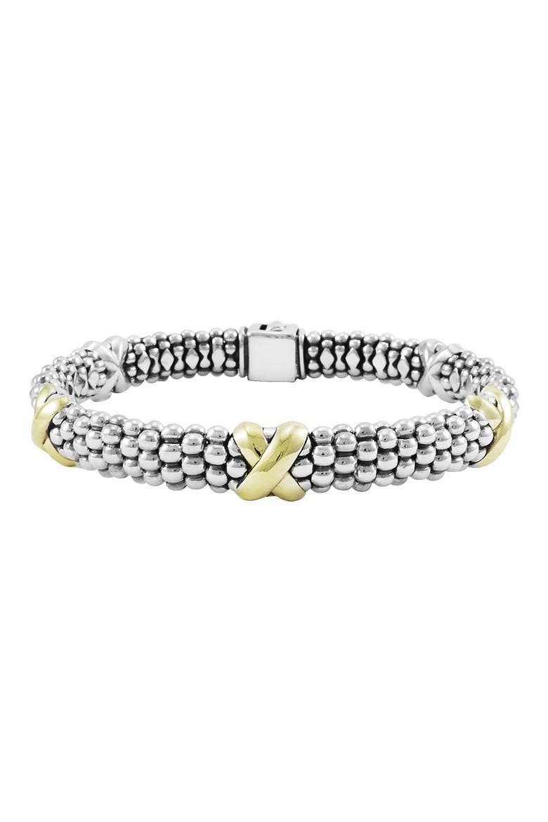 Caviar X Two-Tone Rope Bracelet, Main, color, STERLING SILVER/ GOLD