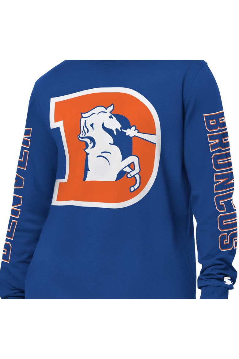 Men's Starter Royal Denver Broncos Clutch Hit II Vintage Logo Long-Sleeve T-Shirt, Alternate, color, Royal