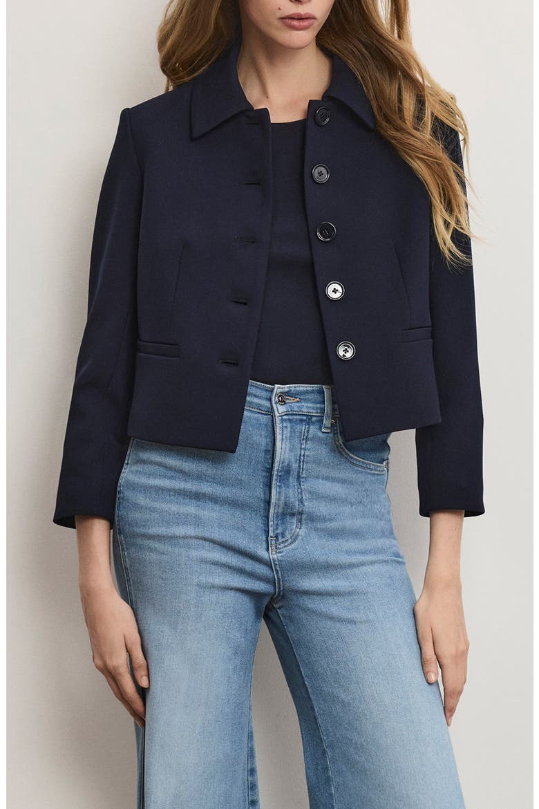 Ismena Jacket with Removable Scarf & Sleeve Cuffs, Main, color, NAVY
