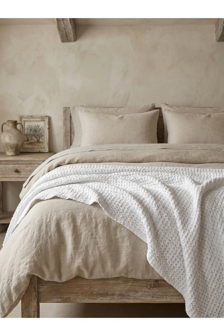 Stonewashed Waffle Cotton Throw, Alternate, color, White