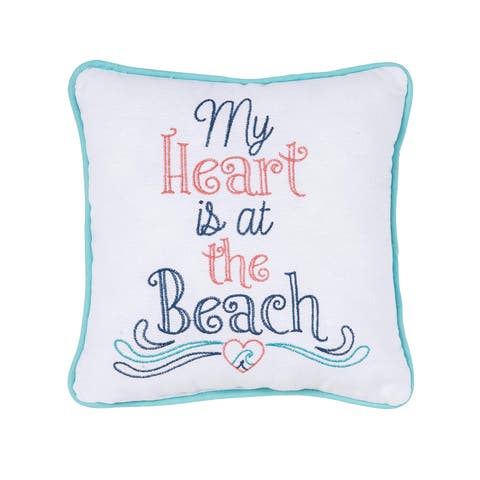 "My Heart Is At the Beach" Mini 100% Cotton Accent Pillow