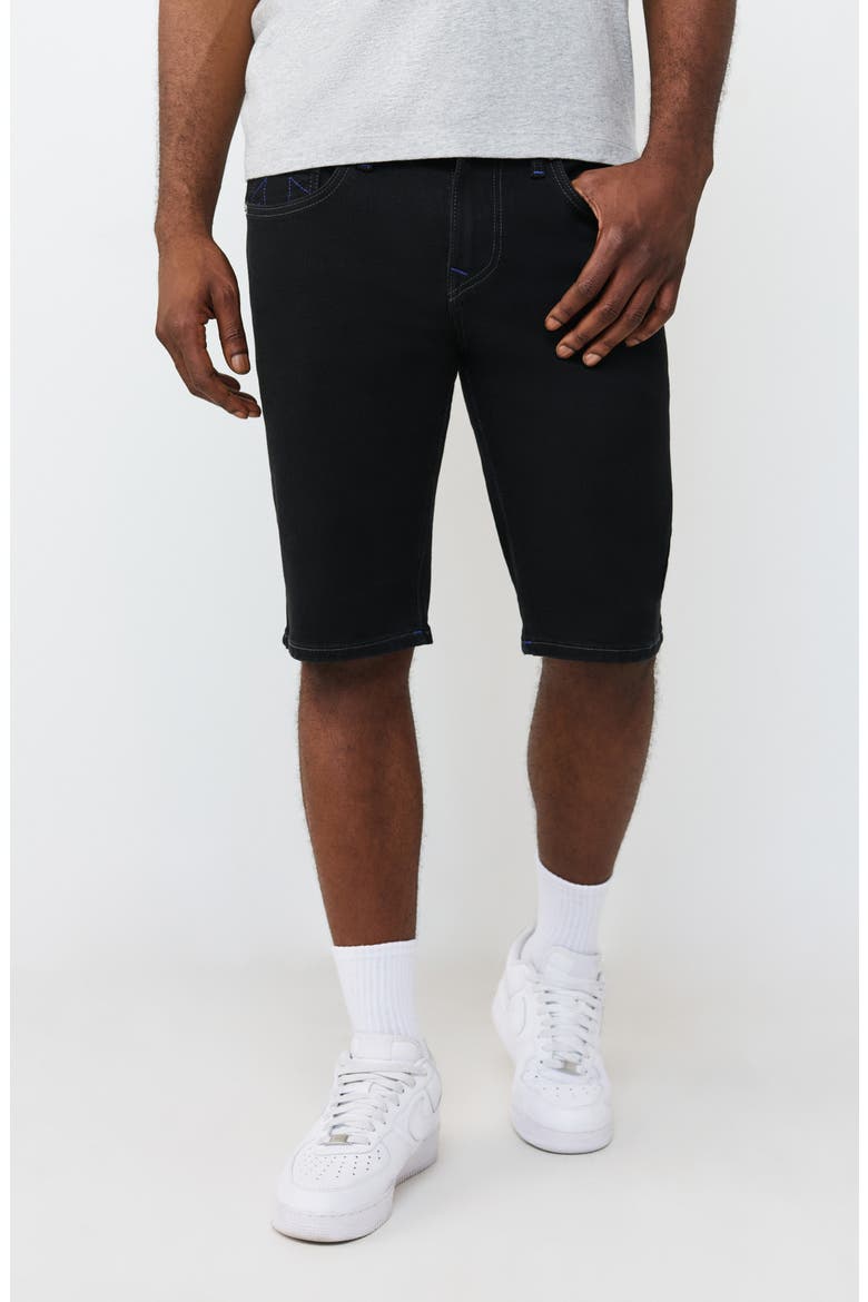 Rocco Super T Flap Raw Hem Jean Shorts, Main, color, RINSE BLACK