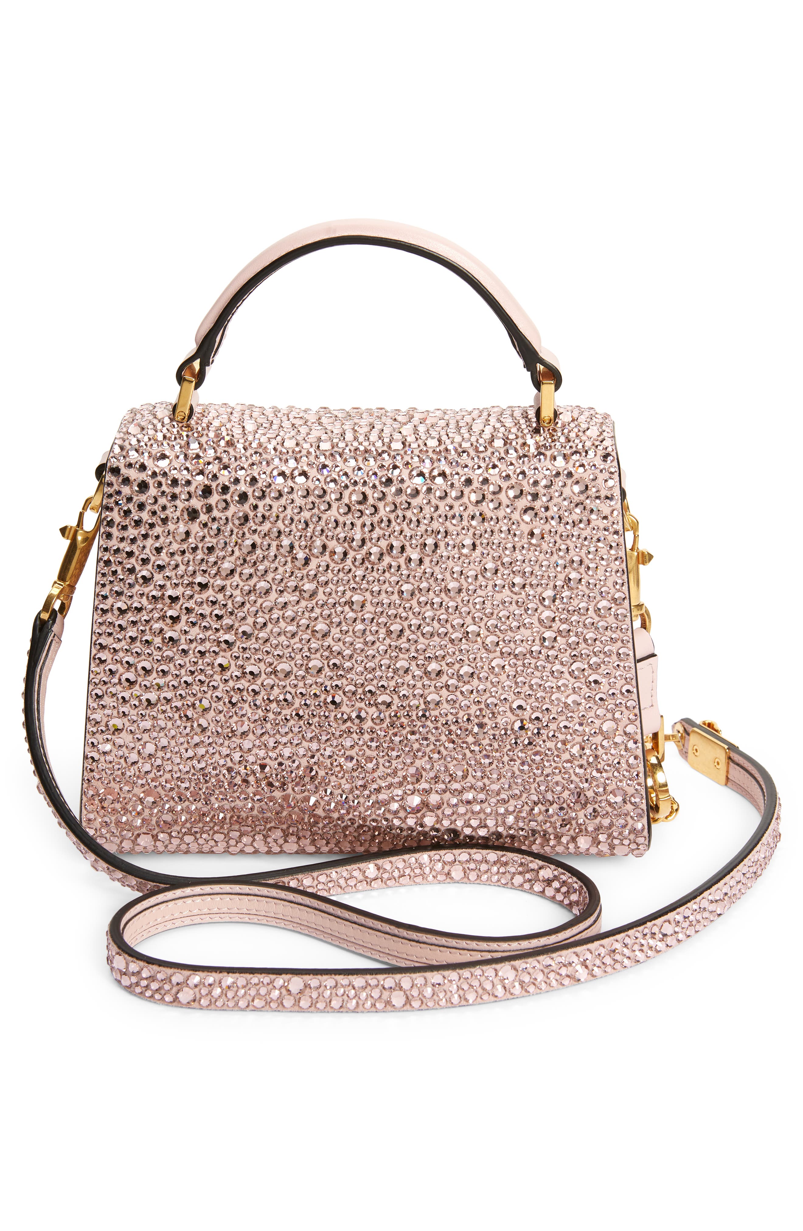 Valentino Garavani Mini VSling Crystal Embellished Top Handle Bag, Alternate, color, 