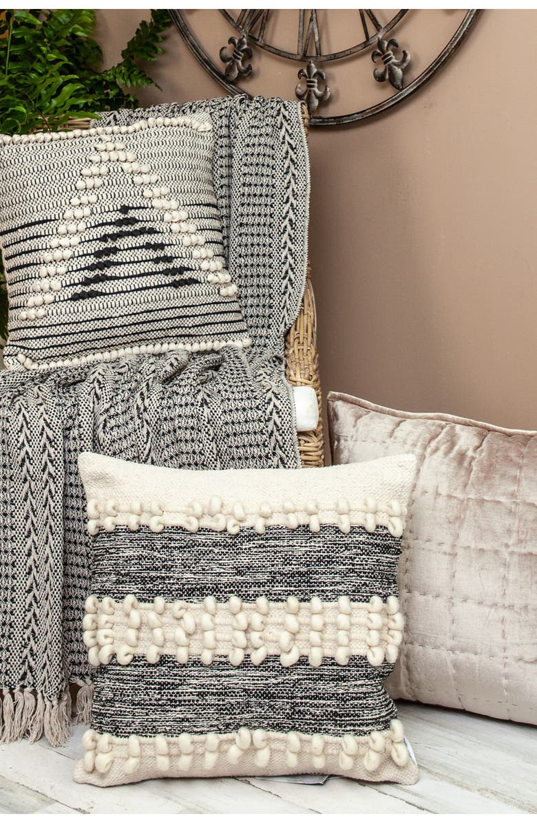 PARKLAND COLLECTION Lily Transitional Blue 52" x 67" Woven Handloom Throw, Alternate, color, Blue