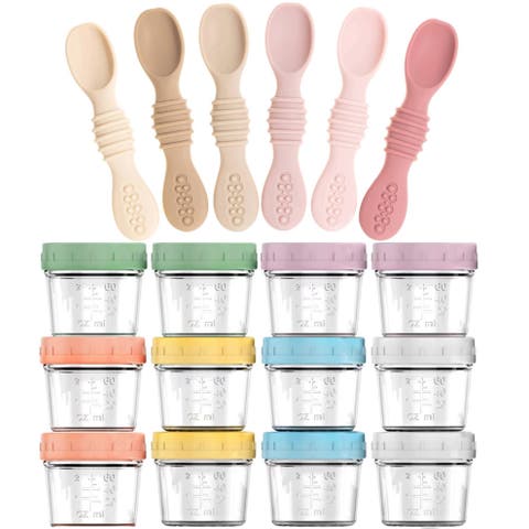 Glass Baby Food Storage Jars and Silicone Baby Spoons Set