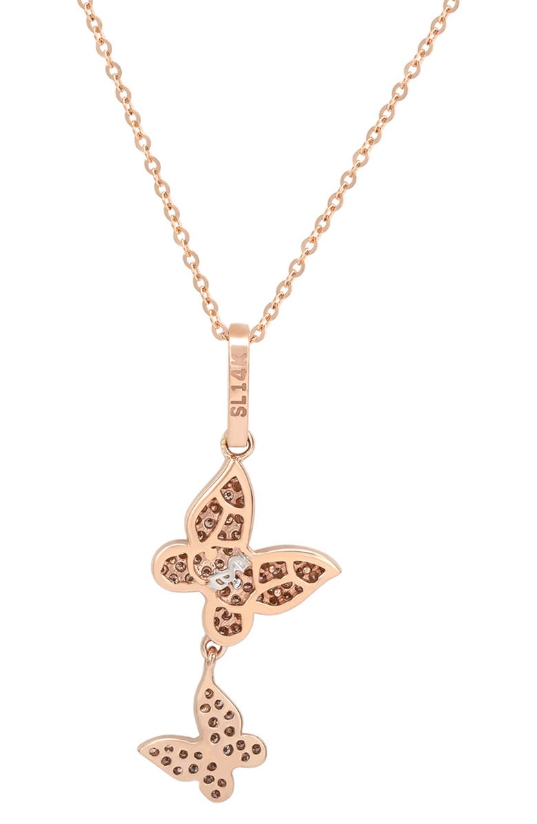 SUZY LEVIAN DIAMONDS 14K Gold Pavé Diamond Butterfly Pendant Necklace, Alternate, color, Rose