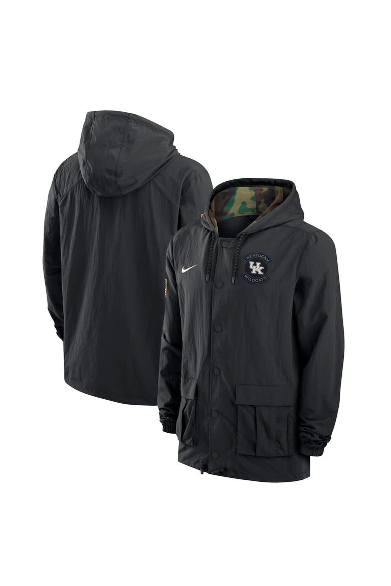 Men's Nike Black Kentucky Wildcats 2025 NCAA Military Appreciation Full-Snap Jacket, Main, color, Black