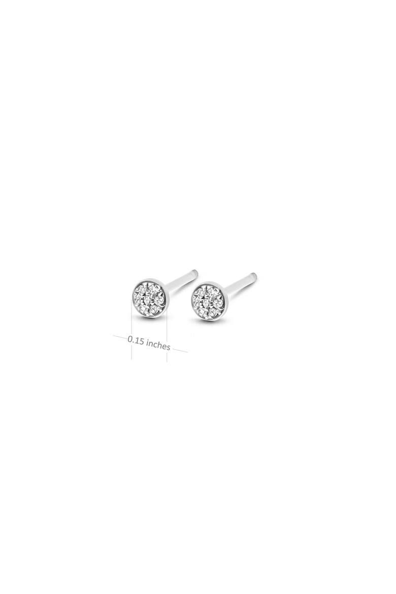 First Diamond Earrings |  14 natural diamonds | 925 Sterling Silver | Earrings | Pin | White Rhodium, Alternate, color, White Rhodium