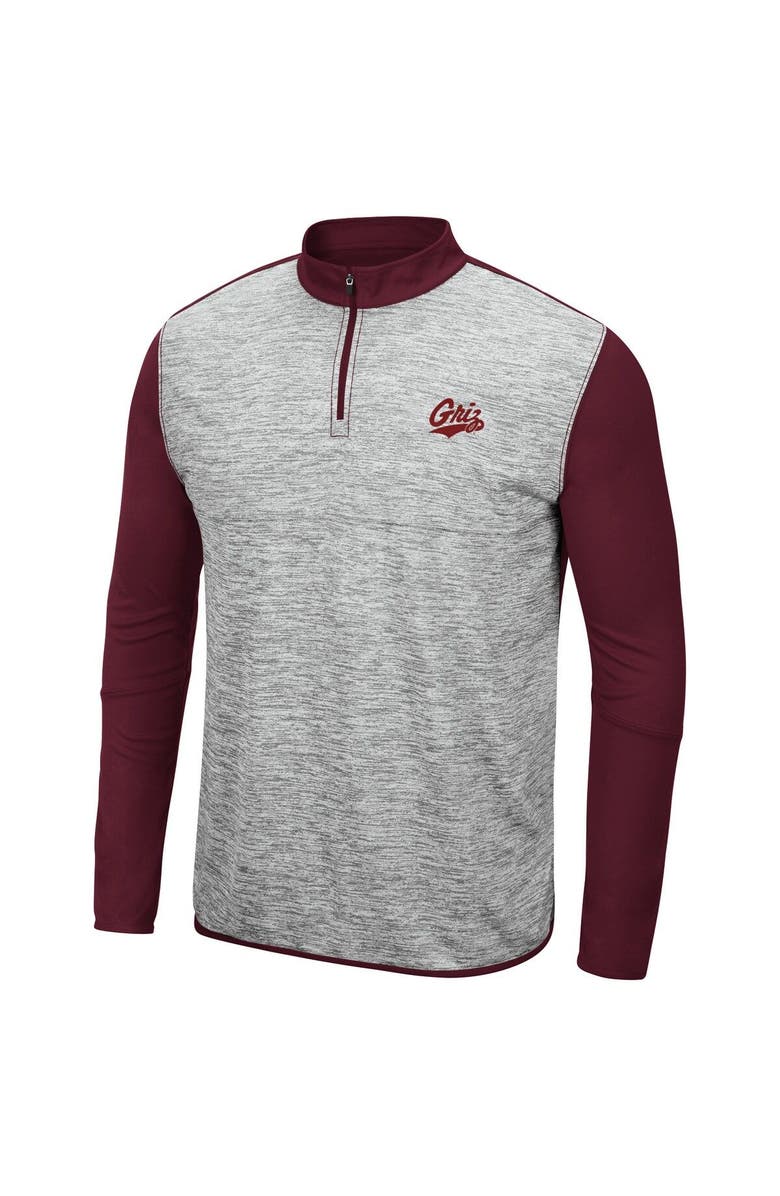 COLOSSEUM Men's Colosseum Heather Gray/Maroon Montana Grizzlies Prospect Quarter-Zip Jacket, Alternate, color, 