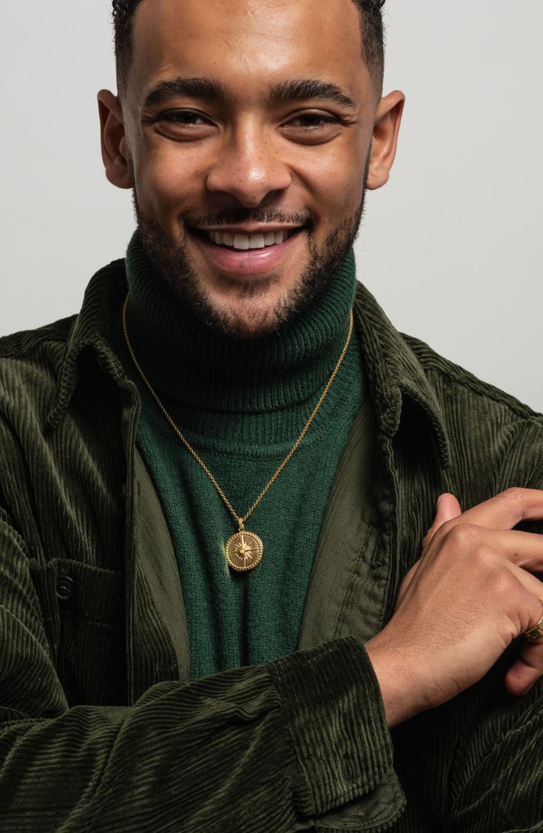 Dower & Hall Men's Diamond True North Talisman Necklace, Alternate, color, Yellow Gold Vermeil