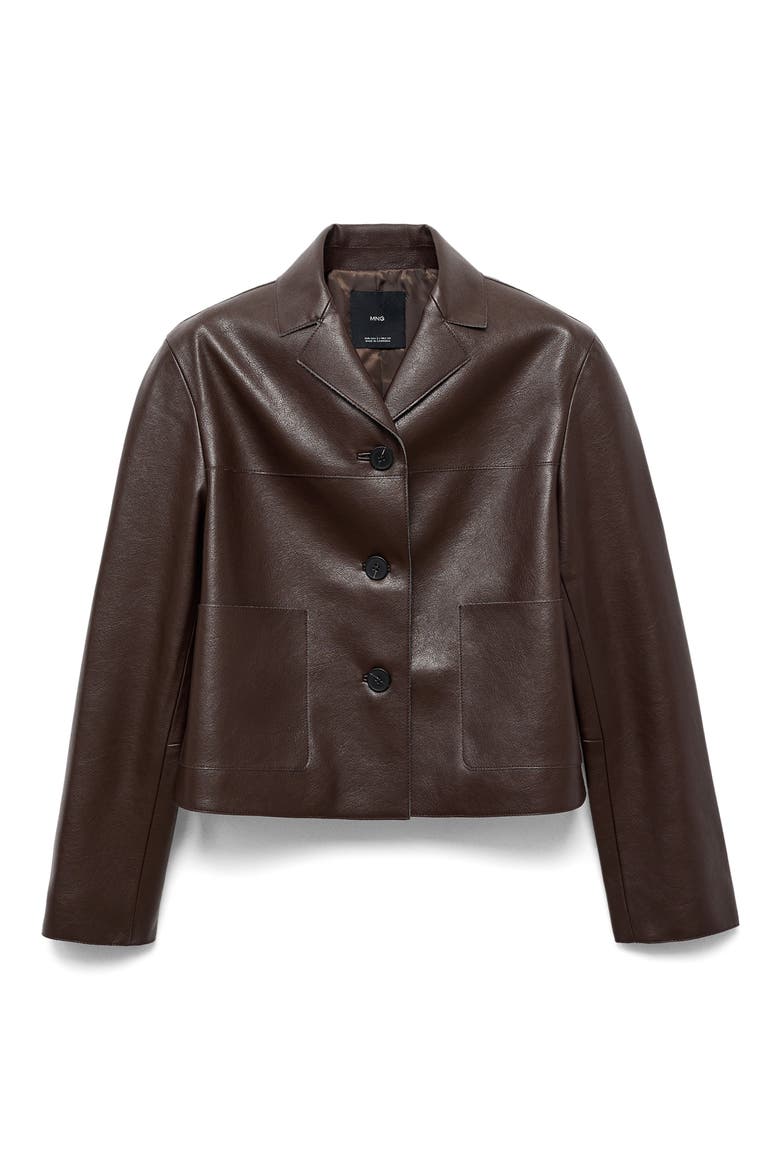 Faux Leather Jacket, Alternate, color, CHOCOLATE