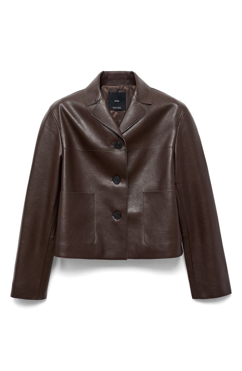 MANGO Faux Leather Jacket, Alternate, color, Chocolate