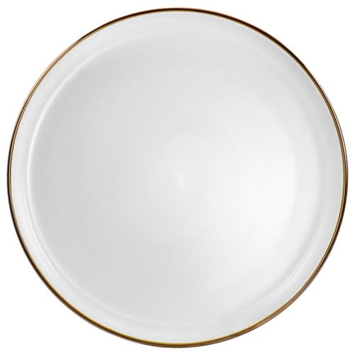 Elama Arthur 6pc Stoneware Dinner Plate Set In Matte White With Gold-tone Rim