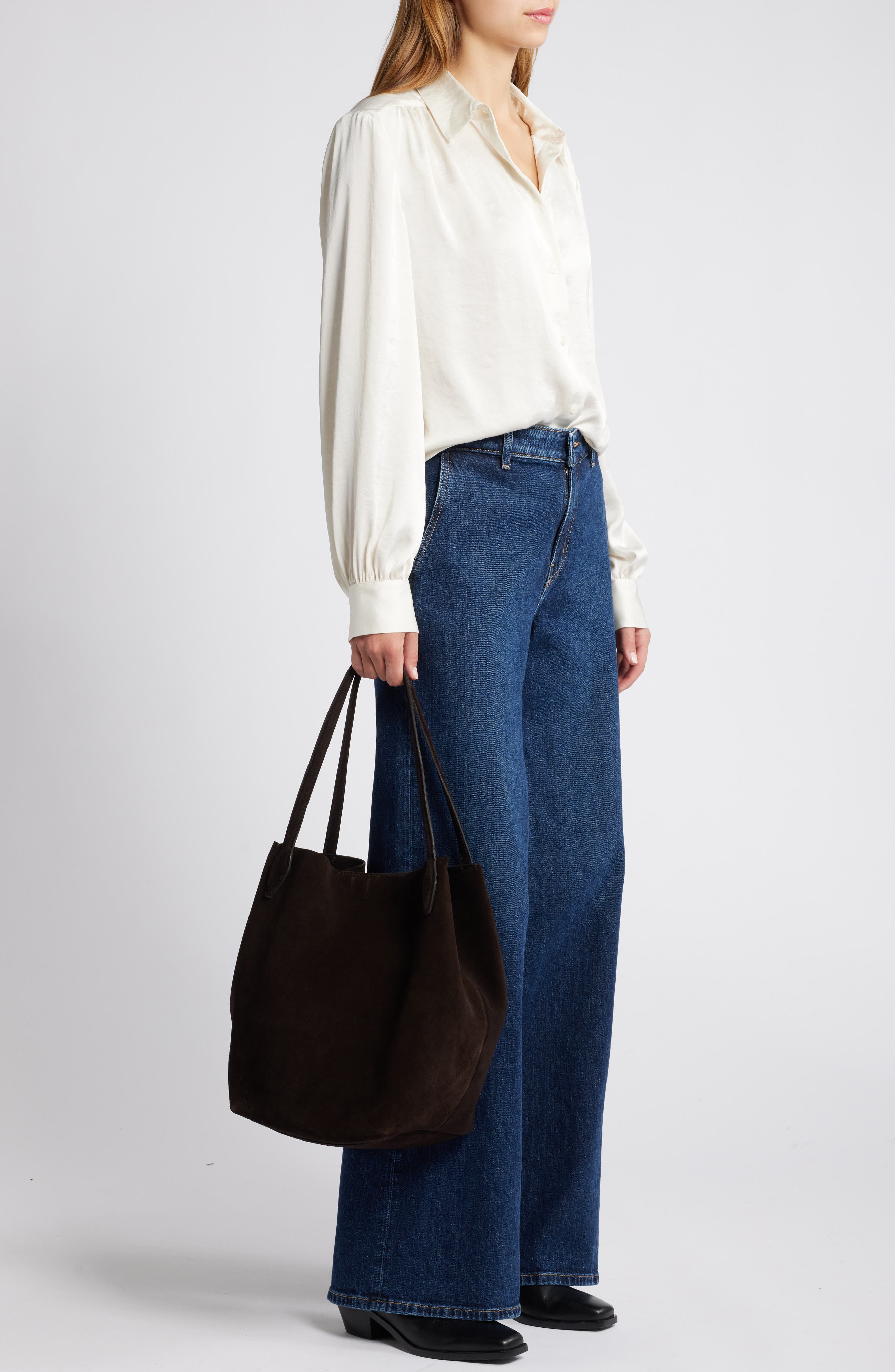 Madewell The Shopper Tote in Soft Grain Suede, Alternate, color, Dark Carob