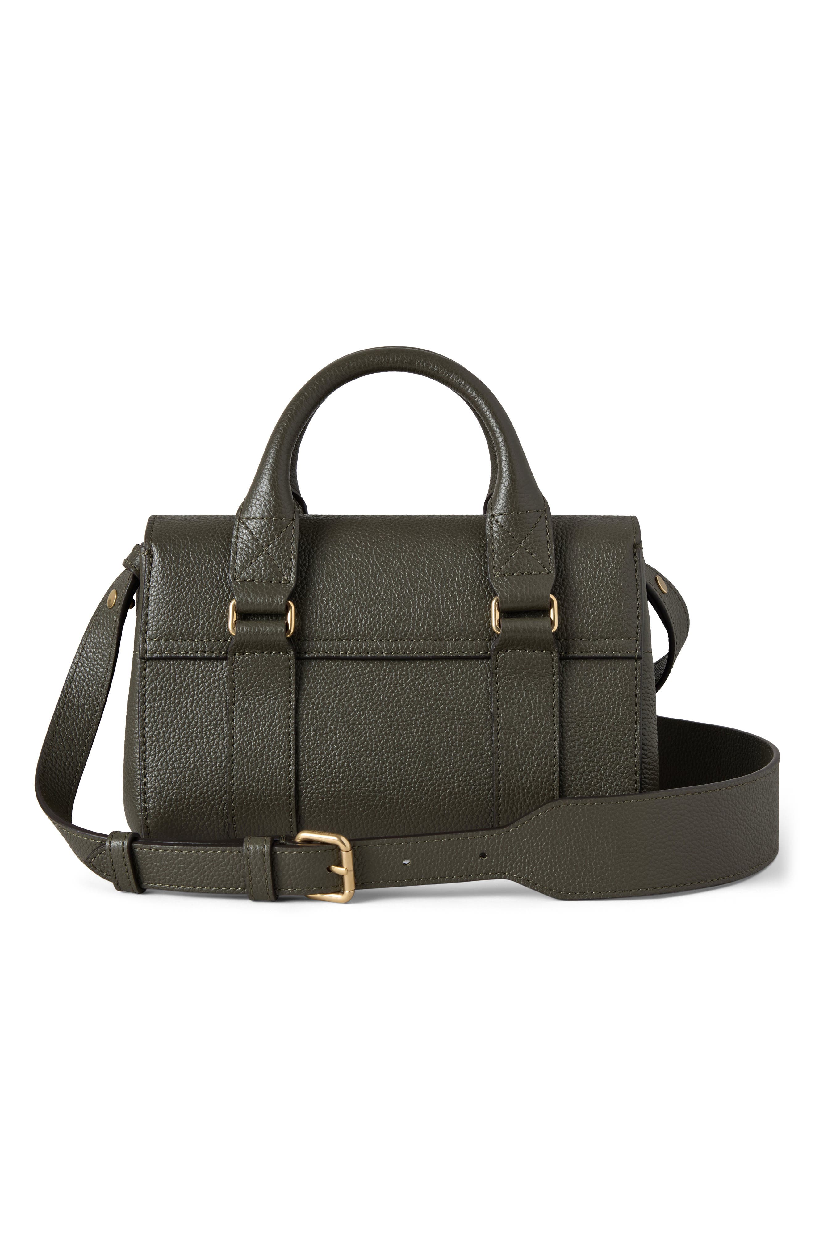 Mini Bayswater Grained Leather Handbag, Alternate, color, JUNIPER GREEN