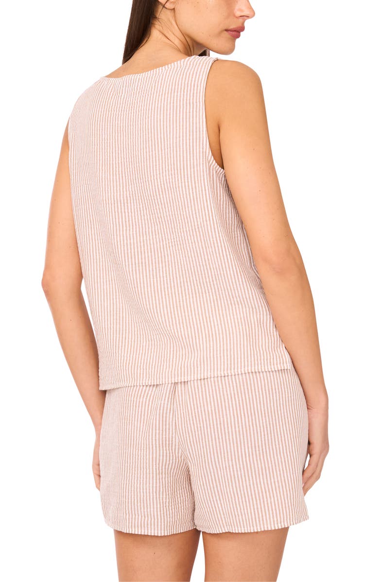 CeCe Patterned Tank & Shorts Set, Alternate, color, Beige/ White