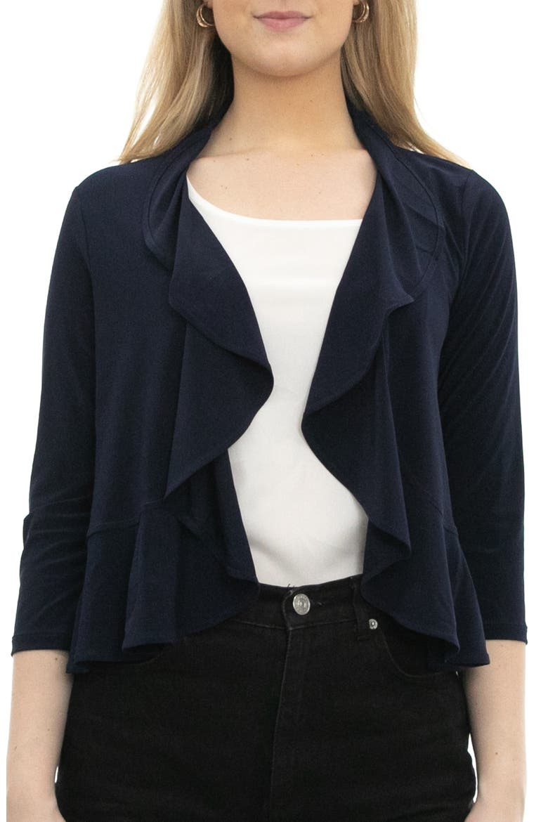 Chiffon Ruffle Bolero, Main, color, NAVY