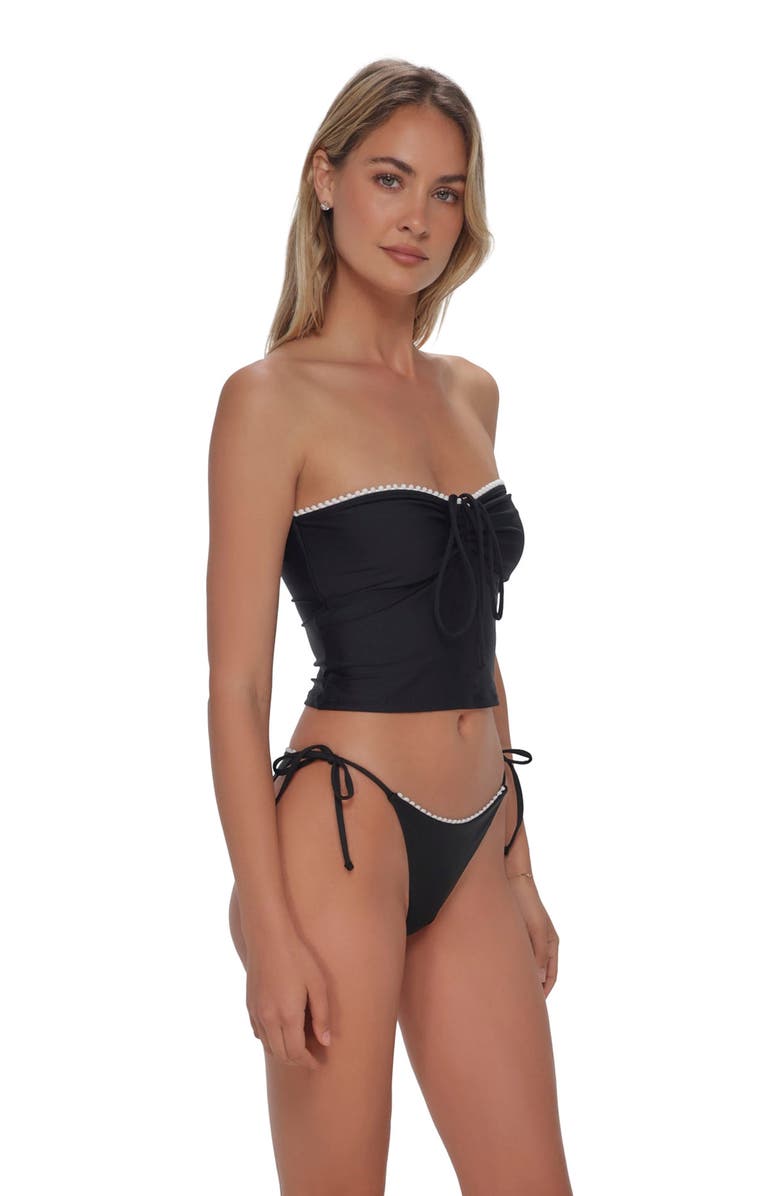 Swim Systems Pom Pom Dolly Crop Top Bikini Swimsuit, Alternate, color, Black