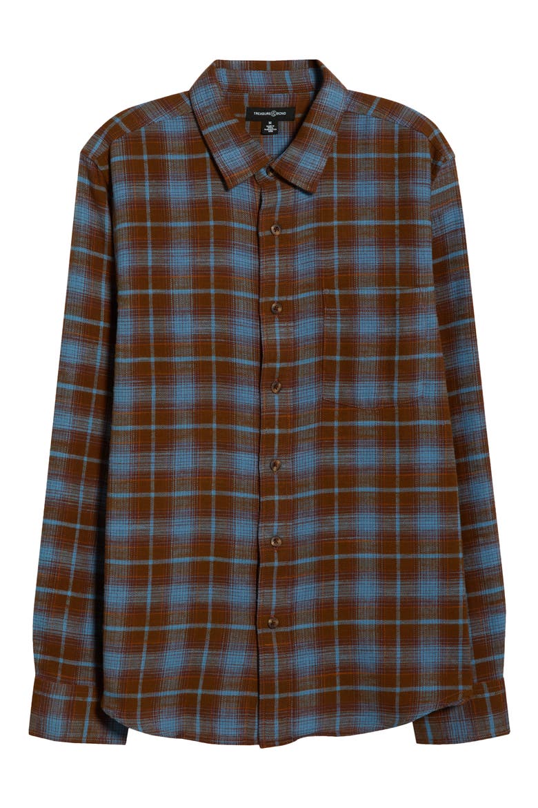 Ombré Check Slub Cotton Flannel Button-Up Shirt, Alternate, color, BROWN DESERT MILO PLAID