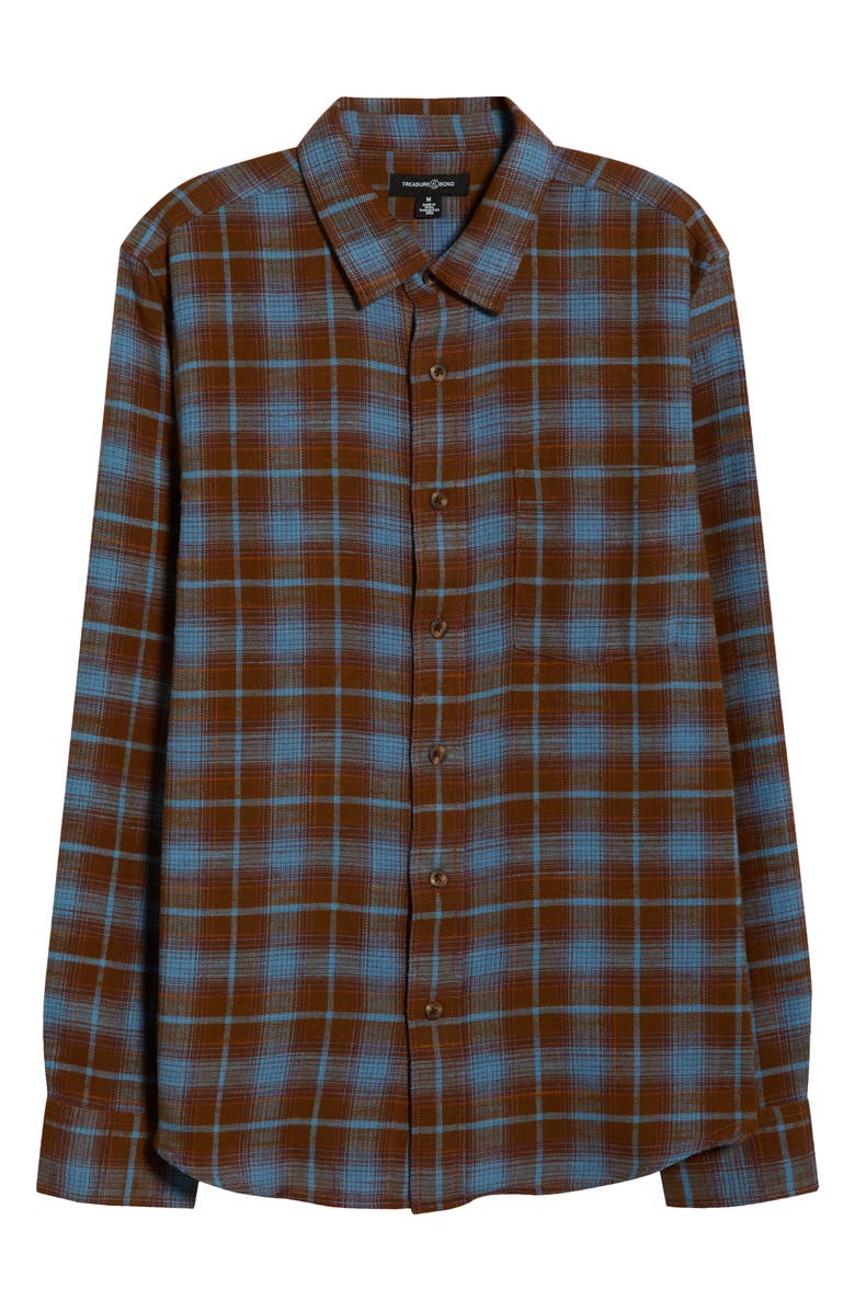 Treasure & Bond Ombré Check Slub Cotton Flannel Button-Up Shirt, Alternate, color, Brown Desert Milo Plaid
