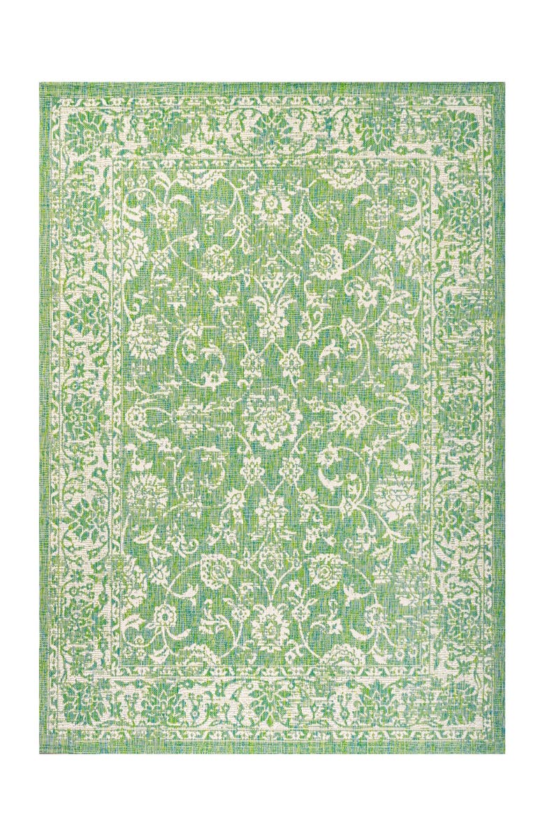 JONATHAN Y Tela Bohemian Textured Weave Floral Indoor/Outdoor Area Rug, Main, color, Cream/Green