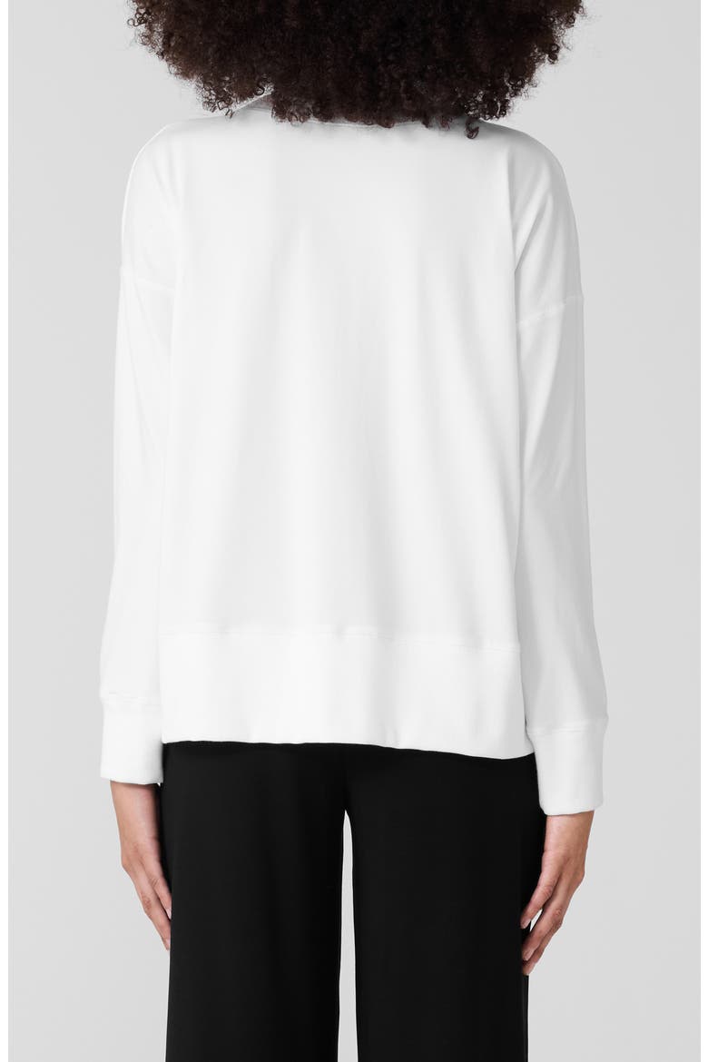 Crewneck Stretch Organic Cotton Knit Top, Alternate, color, WHITE