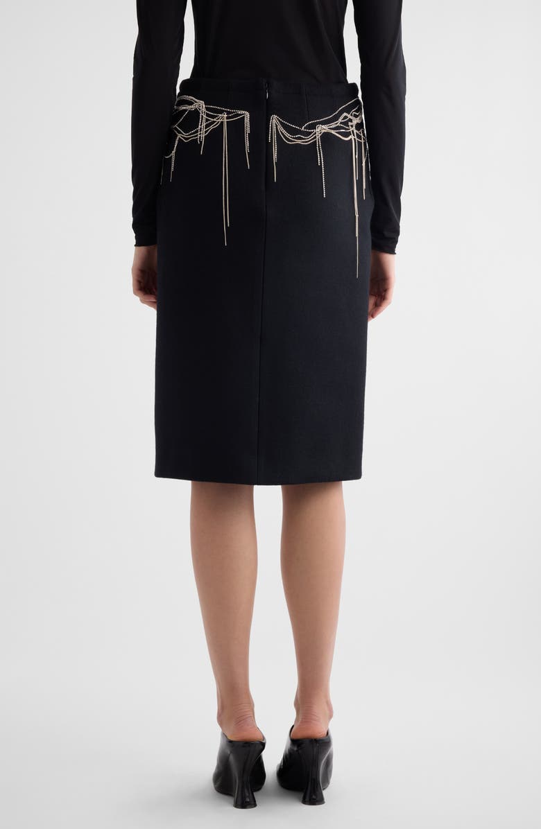 Dries Van Noten Shelda Crystal Chain Wool Blend Skirt, Alternate, color, Black