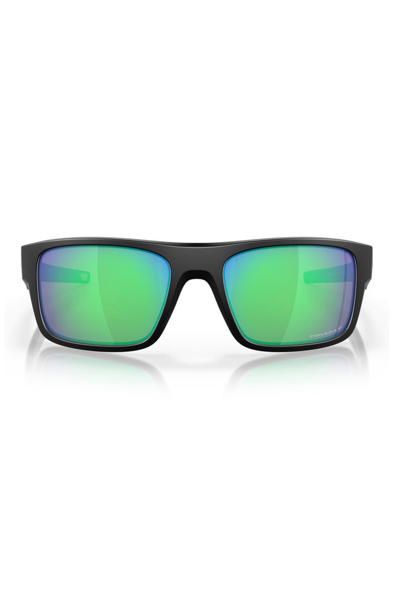 Drop Point 61mm Polarized Rectangular Sunglasses, Main, color, MATTE BLACK / PRIZM