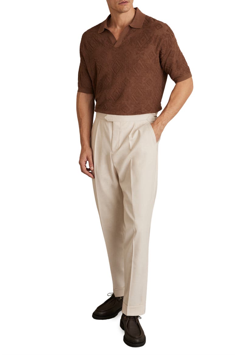 Banks Johnny Collar Textured Polo Sweater, Alternate, color, TOBACCO
