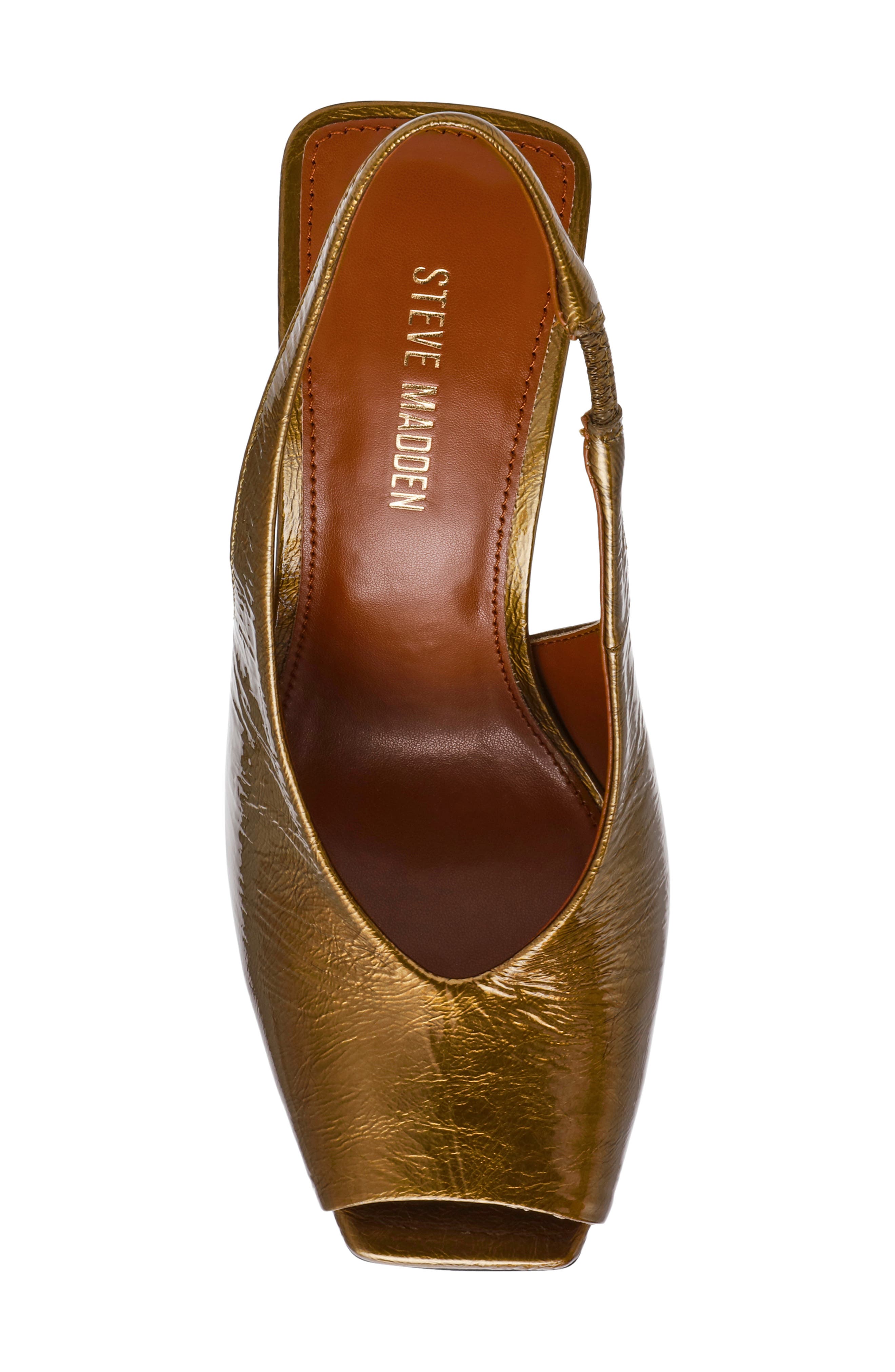 Steve Madden Lucian Slingback Peep Toe Sandal, Alternate, color, Olive Crinkle Patent