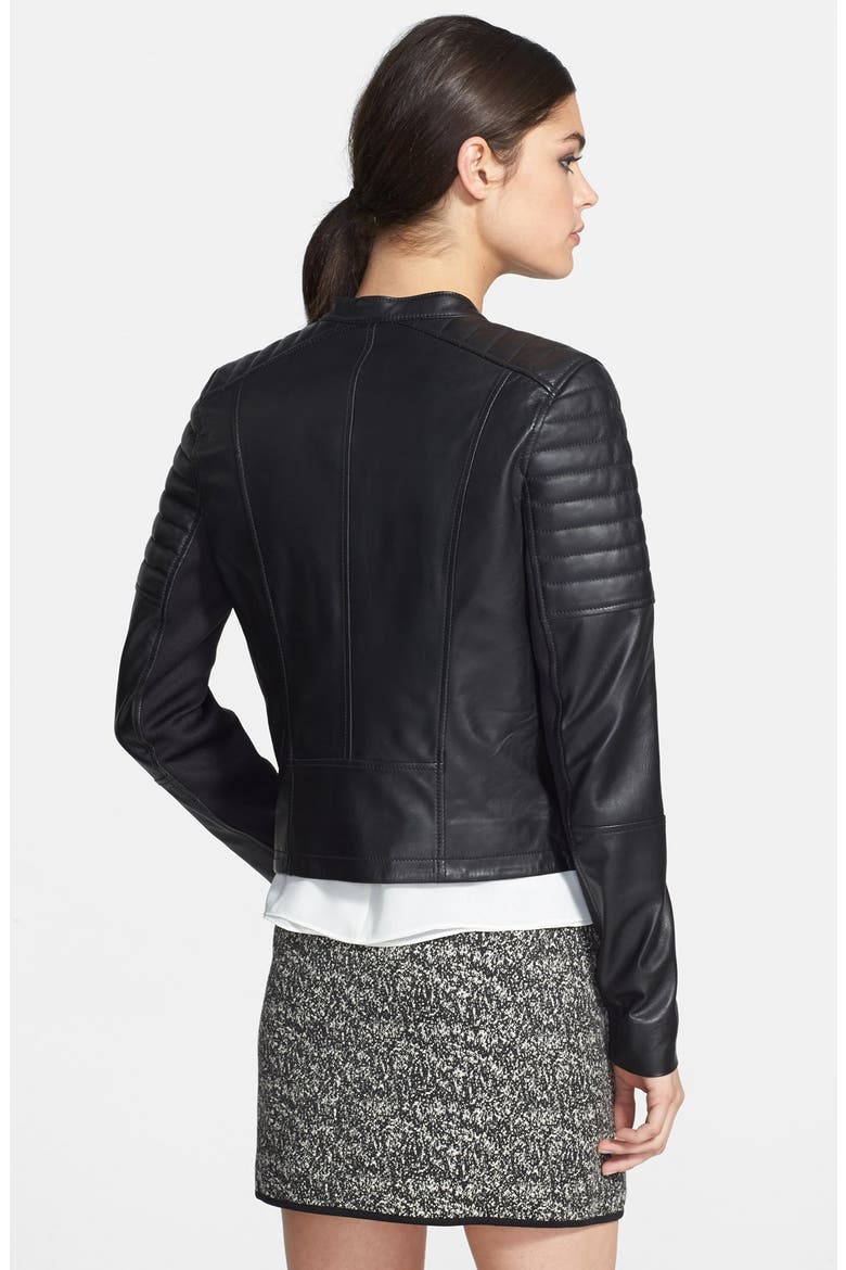 Leather Moto Jacket, Alternate, color, BLACK