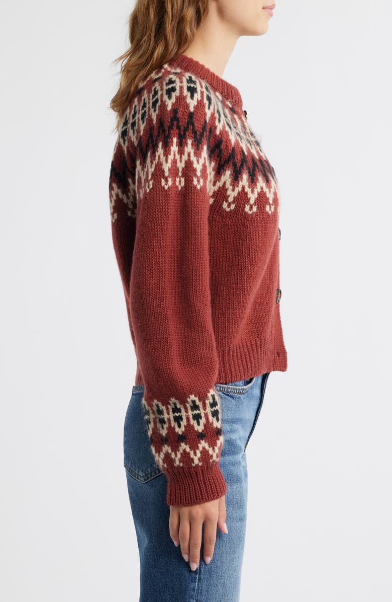 DÔEN Clarke Cardigan, Alternate, color, Burgundy Olympia Fair Isle