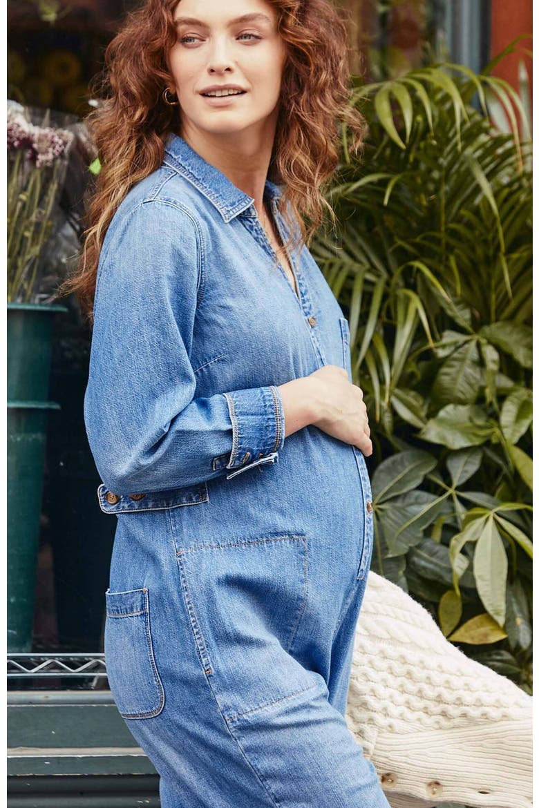 The Everyday Nursing Denim Jumpsuit, Alternate, color, Indigo