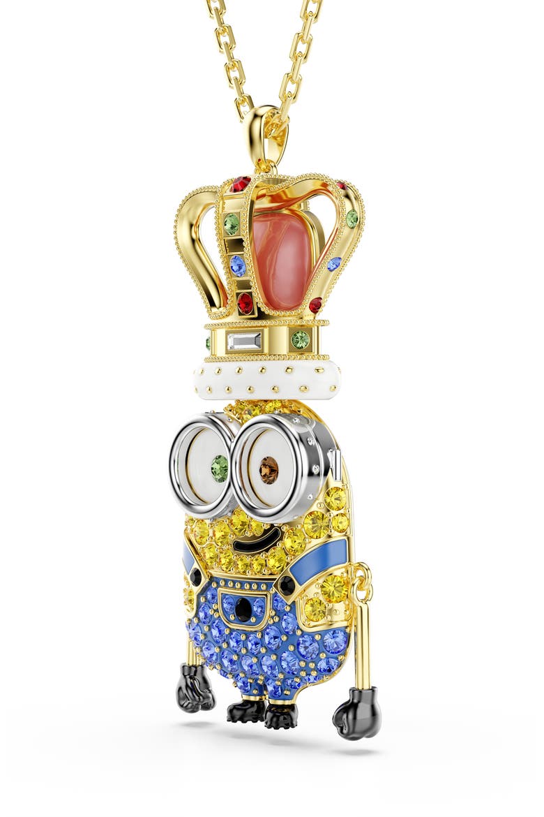 Minions® King Bob Crystal Pendant Necklace, Alternate, color, GOLD/ MULTI