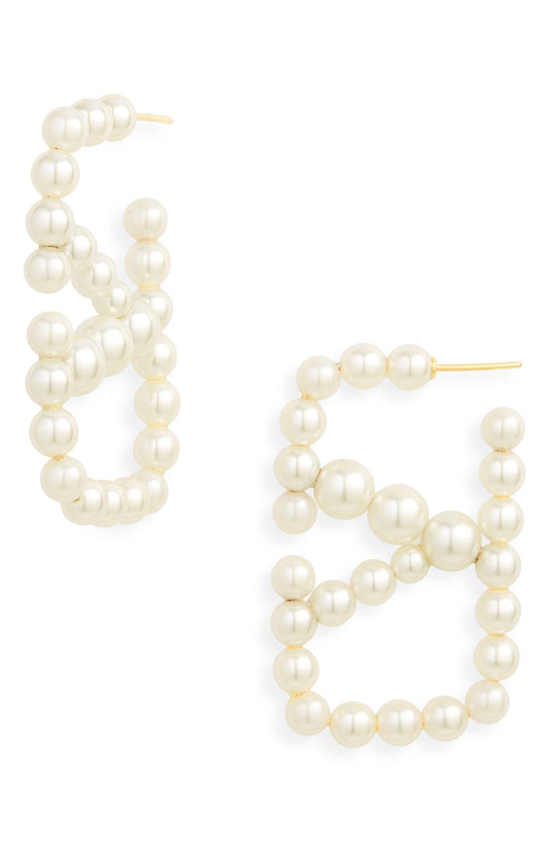 Valentino Garavani VLOGO Imitation Pearl Drop Earrings, Main, color, 